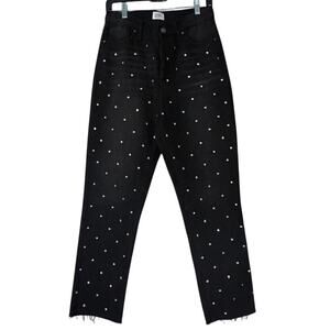Simple Society Faux Diamond Front Straight Leg Jeans Dark Wash Black Size 5/27